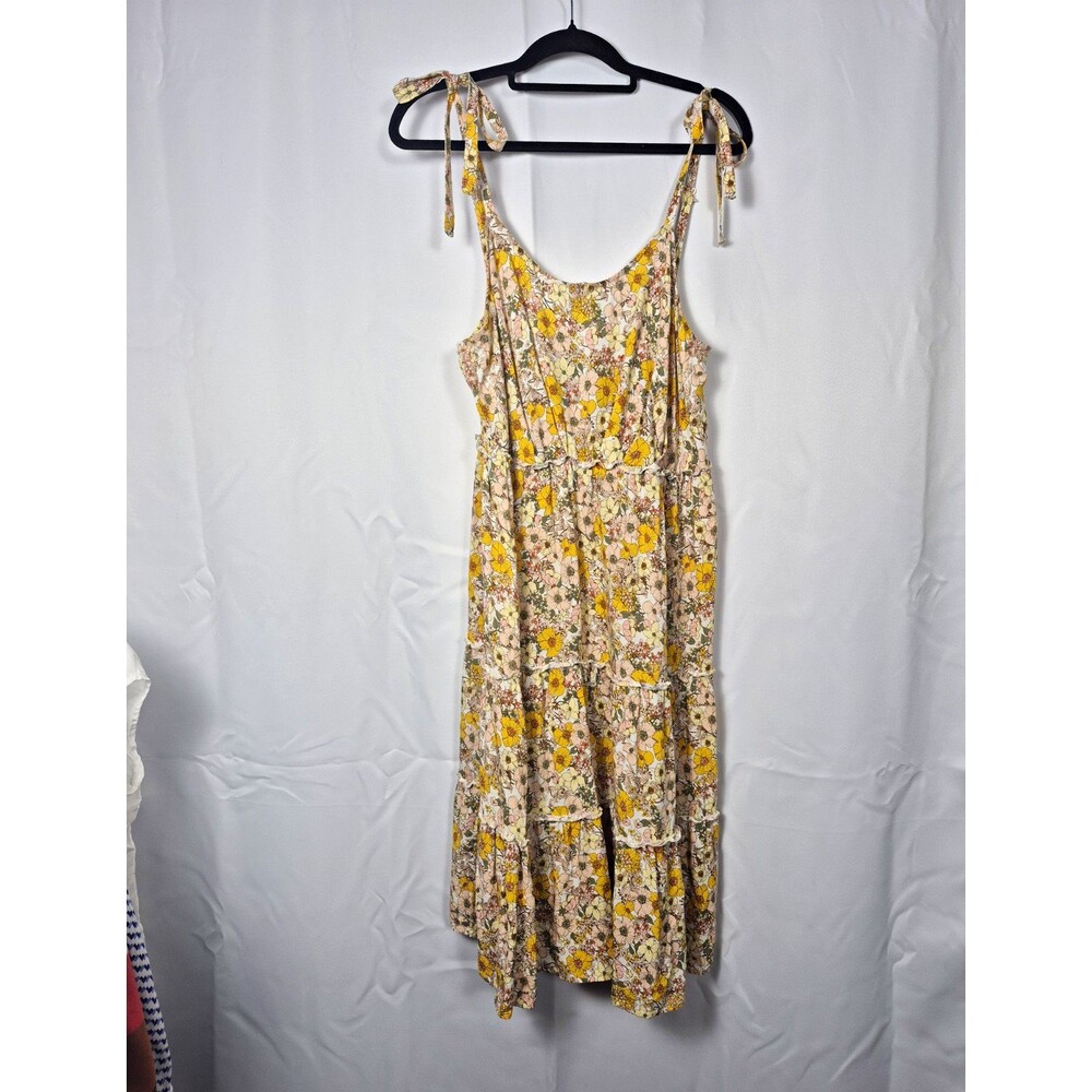 AUW Women’s Plus Size 1X Multicolor Floral Smocked Scoop Neck Midi Sundress